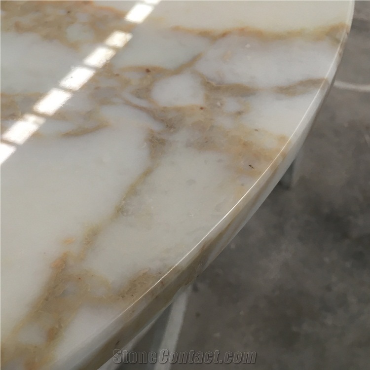 Natural Calacatta Gold Marble Round Table Top