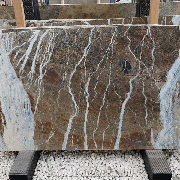 Turkish Blue Jeans Marble Slabs for Indoor Design