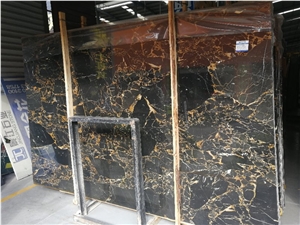 Athens Greece Golden Nero Portoro Marble Slab