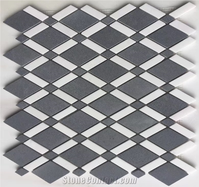 Black Marble Hexagon Mosaic Floor Wall Paving