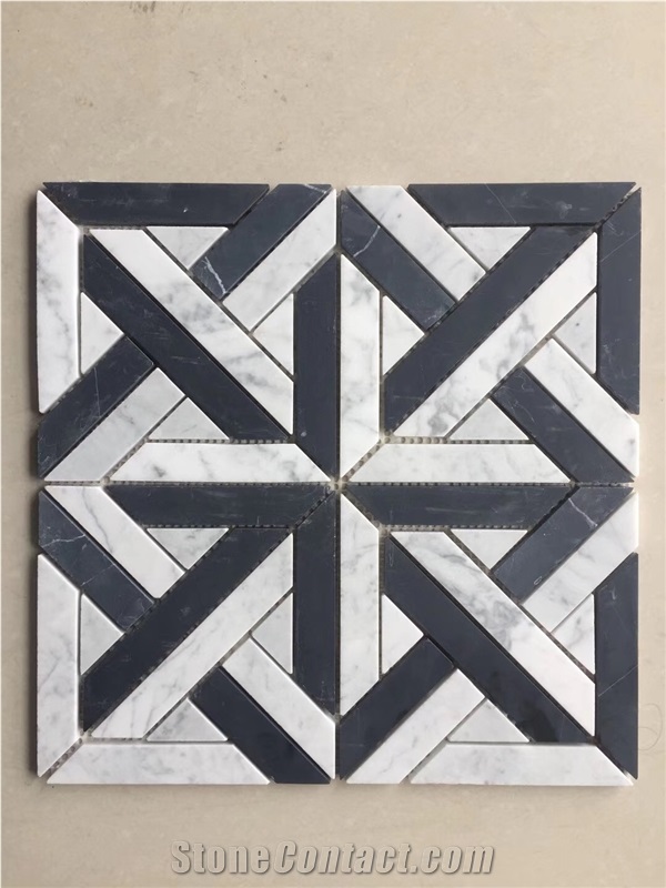 Black Marble Hexagon Mosaic Floor Wall Paving