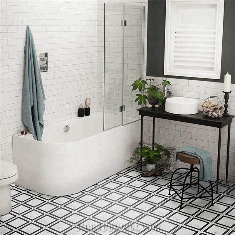 Carrara Thassos Polished Hexagon Marble Mosaic
