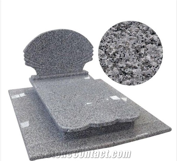 China Swan Blue Granite Single Monument Tombstone