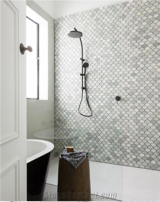Fish Scale Tile Marble Mosaic Floor Wall Tile