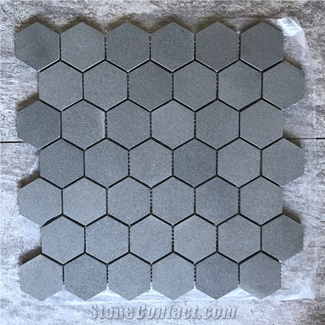 Hexagon Balalt Mosaic Black Wall Tile