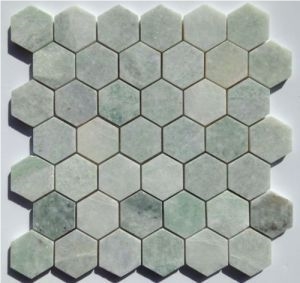 Hexagon Polished Green Marble Mosaic Floor Tile