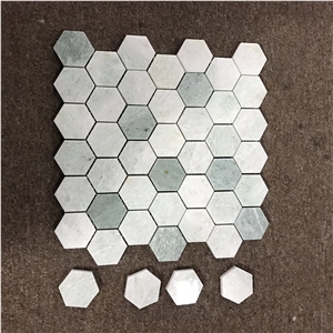 Hexagon Polished Green Marble Mosaic Floor Tile