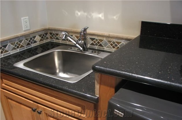 Indian Black Galaxy Granite Kitchen Countertop