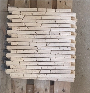 Tumbled Rectangle Cream Travertine Mosaic Tumbled Rectangle Cream Travertine Mosaic