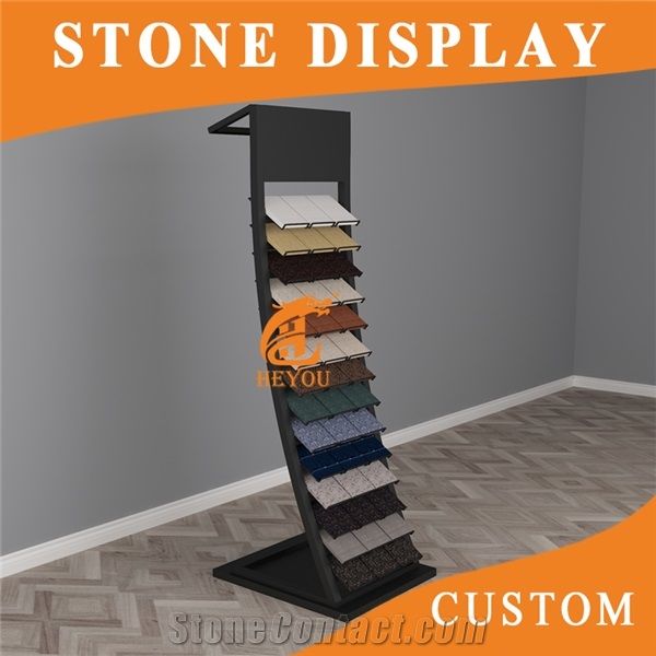 Quartz Stone Tiles Waterfall Display Metal Stand