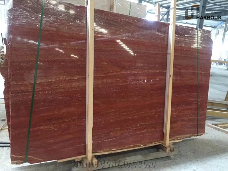 Red Travertine Slab, Rojo Alhambra