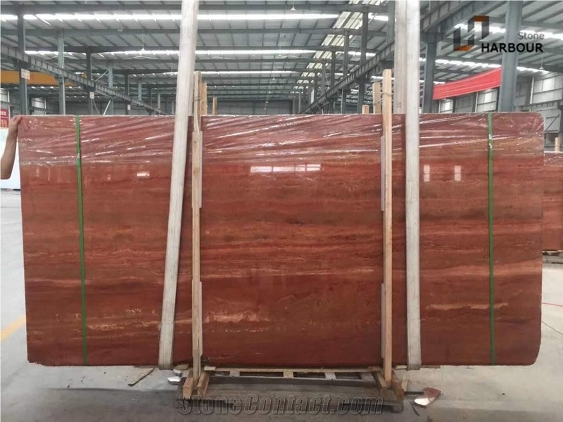 Red Travertine Slab, Rojo Alhambra