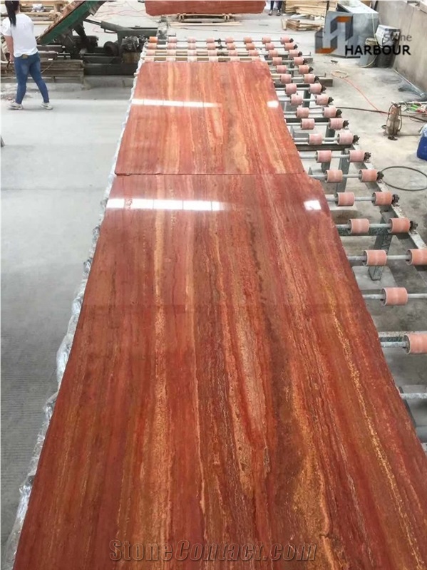 Red Travertine Slab, Rojo Alhambra