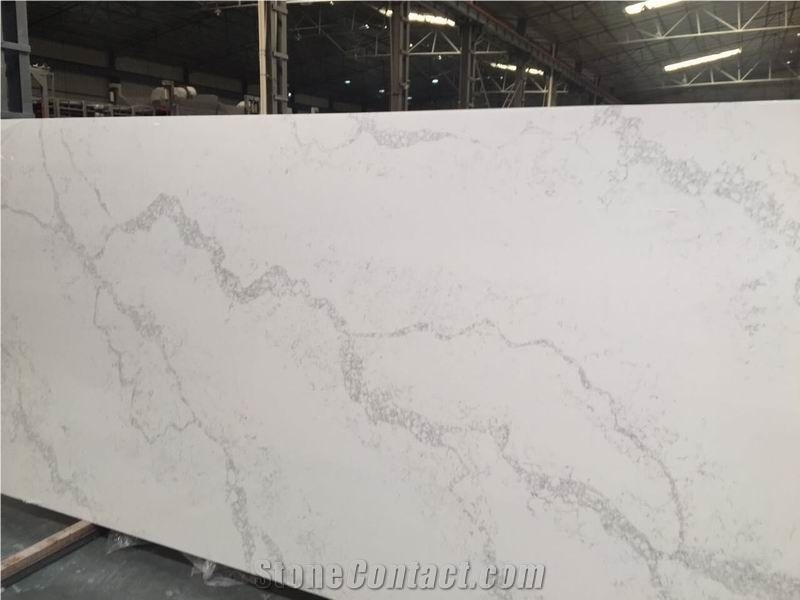 Island Kitchen Tops Crushed Glass Calacatta White