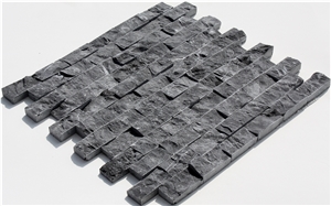 Toros Black Marble Split Faces 23x48 Wall Mosaic Toros Black Marble Split Faces 23x48 Wall Mosaic