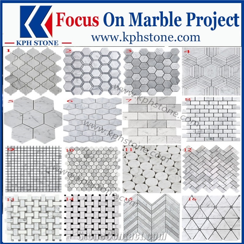 Carrara 2 X 4 Wide Beveled Honed Marble Mosaic