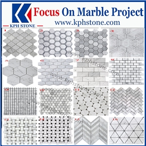 Carrara 2 X 4 Wide Beveled Honed Marble Mosaic