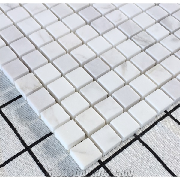 Carrara 2 X 4 Wide Beveled Honed Marble Mosaic