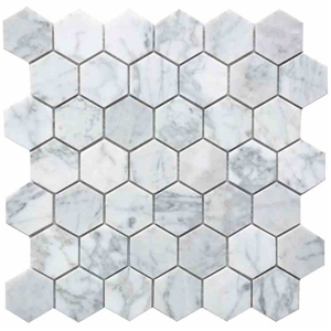 Carrara 2 X 4 Wide Beveled Honed Marble Mosaic