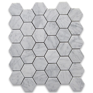 Carrara 2 X 4 Wide Beveled Honed Marble Mosaic