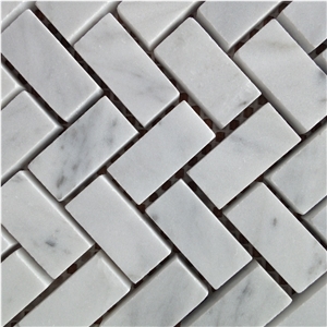 Carrara 2 X 4 Wide Beveled Honed Marble Mosaic