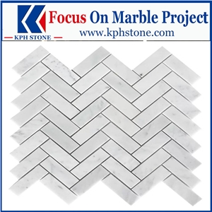 Carrara Herringbone Marble Bathroom Mosaic Tiles