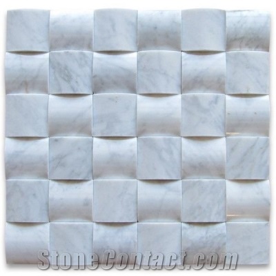 Carrara Matte Honed Hexagon Marble Mosaic Design