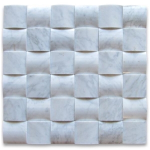 Carrara Matte Honed Hexagon Marble Mosaic Design