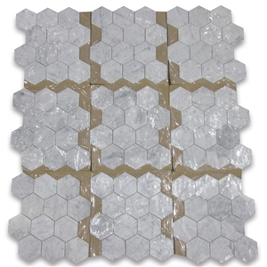 Carrara Matte Honed Hexagon Marble Mosaic Design