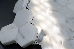 Carrara Matte Honed Hexagon Marble Mosaic Design