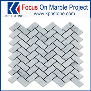 Carrara White Herringbone Marble Mosaic Tile Carrara White Herringbone Marble Mosaic Tile