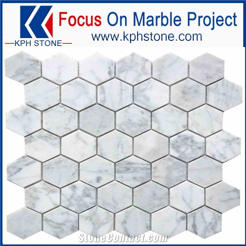 Carrara White Hexagon Matte Marble Mosaic