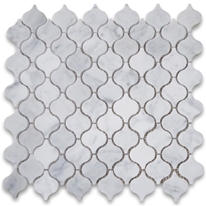 Carrara White Marble Fish Scale Fan Shapes Mosaic