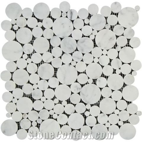 Carrara White Marble Fish Scale Fan Shapes Mosaic