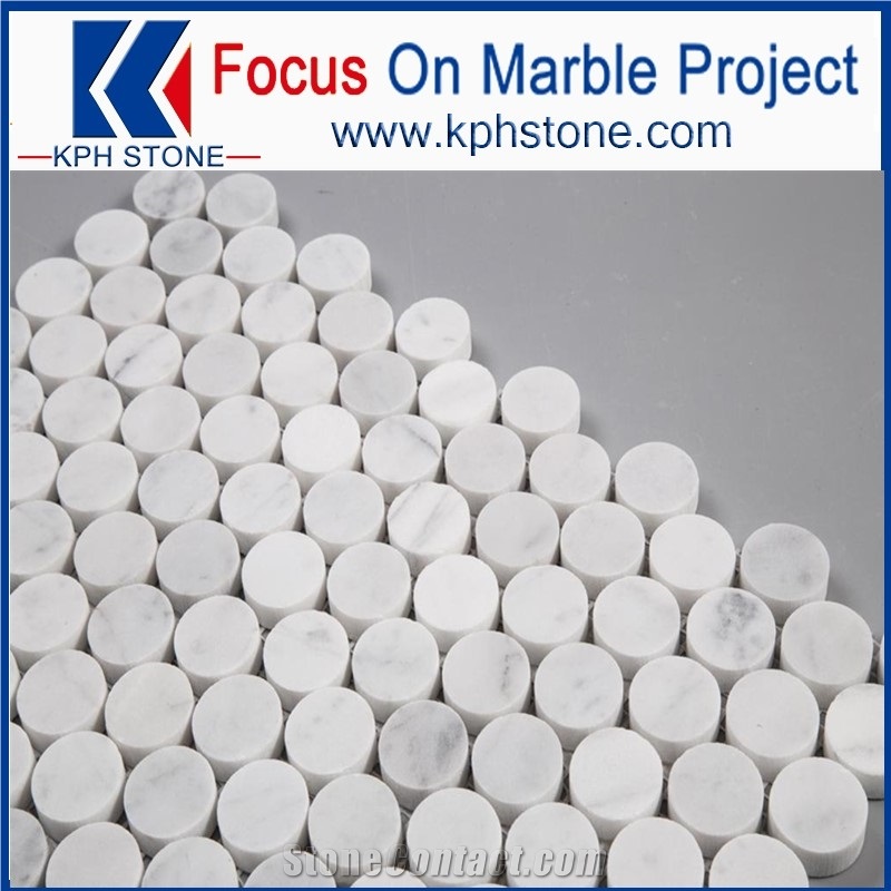 Carrara White Marble Penny Round Mosaic Tile