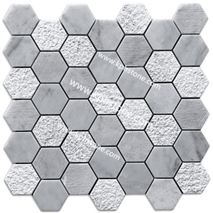 Strip Hexagon Honed Marble Kitchen Mosaic Pattern