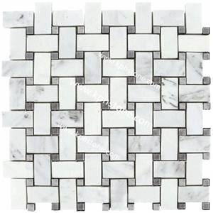 Strip Hexagon Honed Marble Kitchen Mosaic Pattern