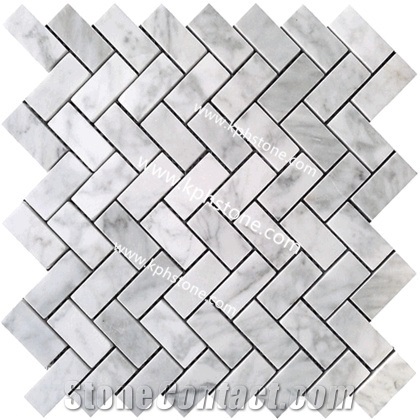 Strip Hexagon Honed Marble Kitchen Mosaic Pattern