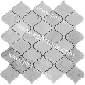 Strip Hexagon Honed Marble Kitchen Mosaic Pattern