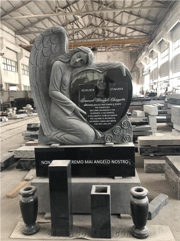 Polished Granite Engraved Monument,Angel Headstone