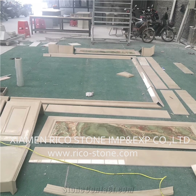 Stone Floor Medallion Green Marble Polished