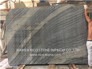 Zebra Black Wood Marble Slabs,Ancient Wood Grain Marble