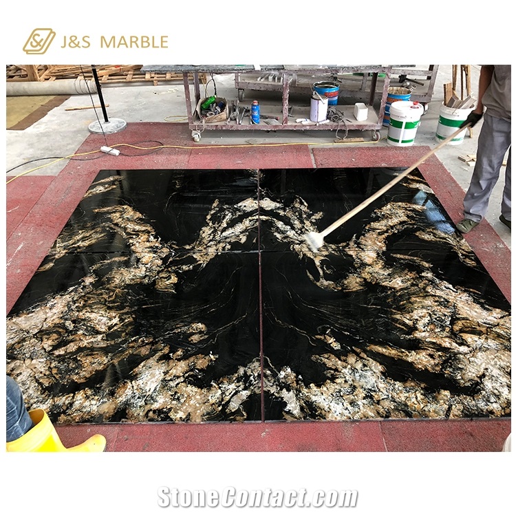 Factory Direct Sale Black Galaxy Quartz Marble
