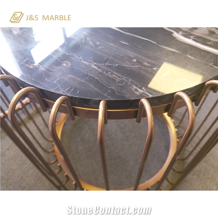 Marble Table Top with Line Meterial Foot