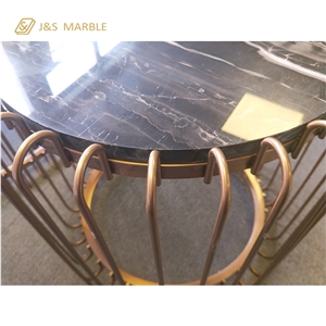 Marble Table Top with Line Meterial Foot