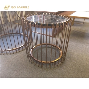 Marble Table Top with Line Meterial Foot