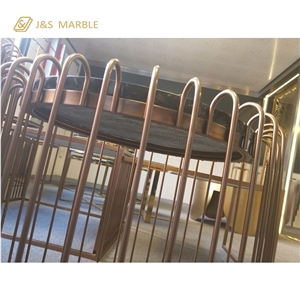 Marble Table Top with Line Meterial Foot