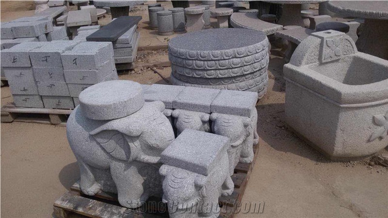 Granite Garden Stone Table and Chair/Bench