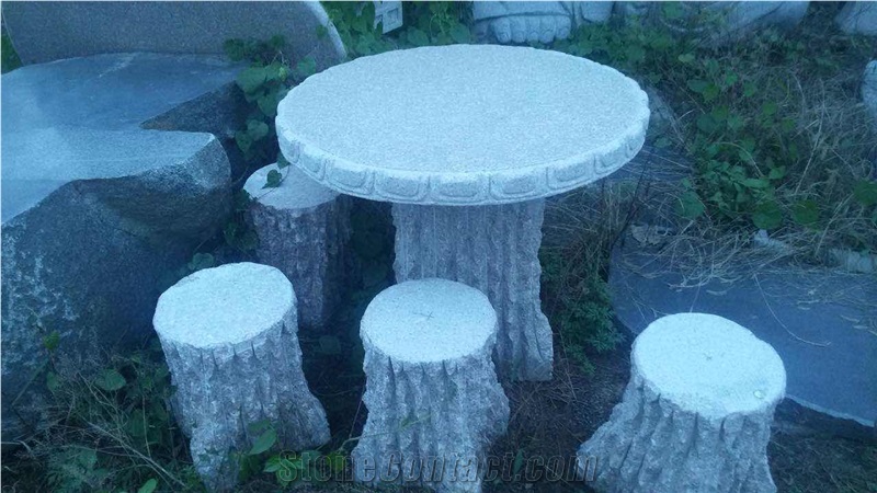 Granite Garden Stone Table and Chair/Bench