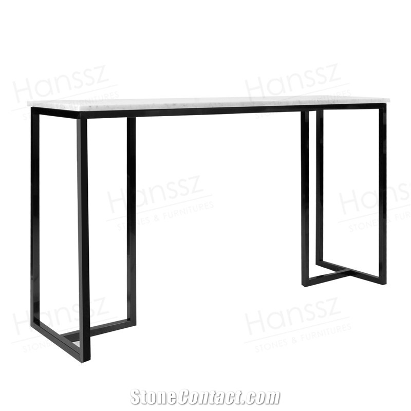 Black Metal Leg White Marble Dining Table
